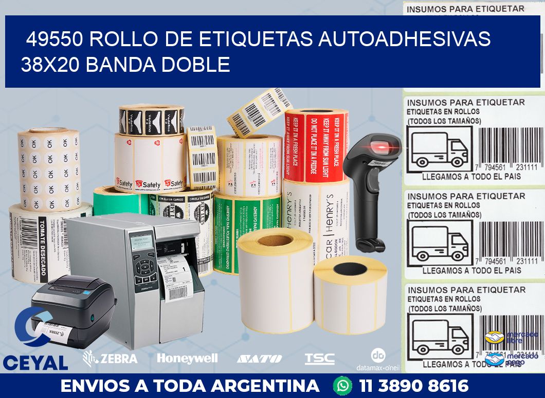 49550 ROLLO DE ETIQUETAS AUTOADHESIVAS 38X20 BANDA DOBLE