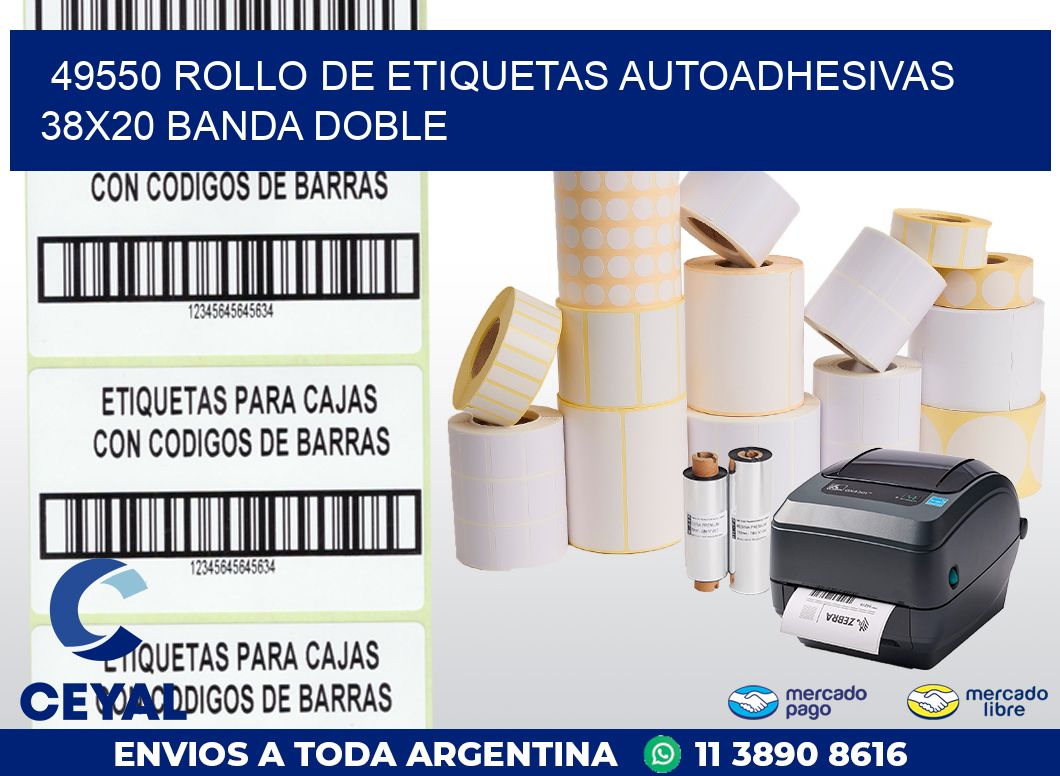 49550 ROLLO DE ETIQUETAS AUTOADHESIVAS 38X20 BANDA DOBLE