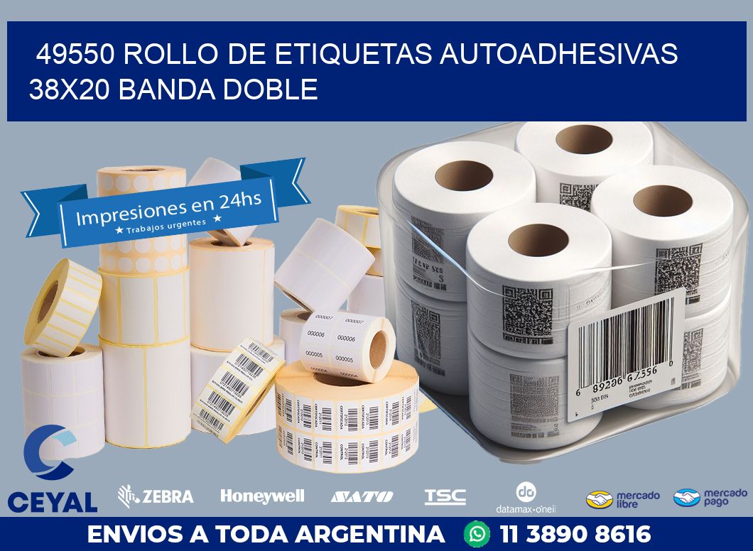 49550 ROLLO DE ETIQUETAS AUTOADHESIVAS 38X20 BANDA DOBLE