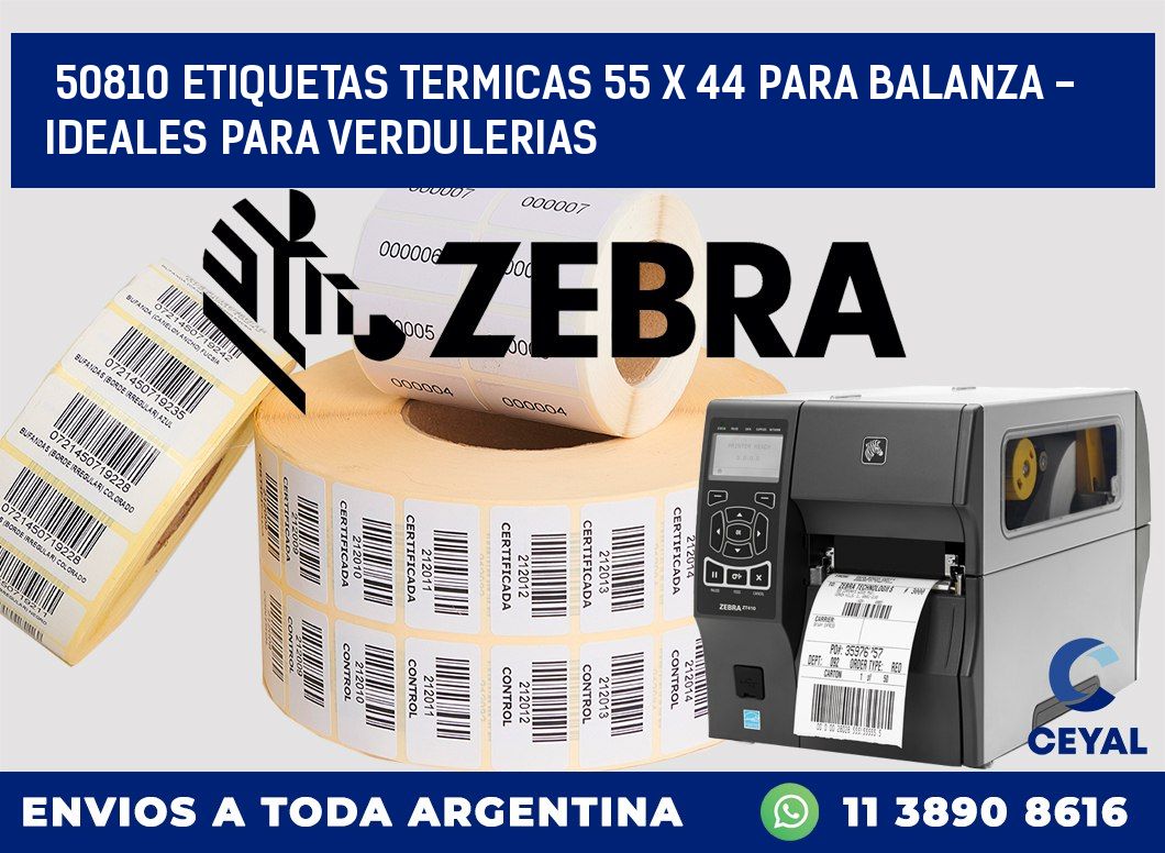 50810 ETIQUETAS TERMICAS 55 X 44 PARA BALANZA - IDEALES PARA VERDULERIAS