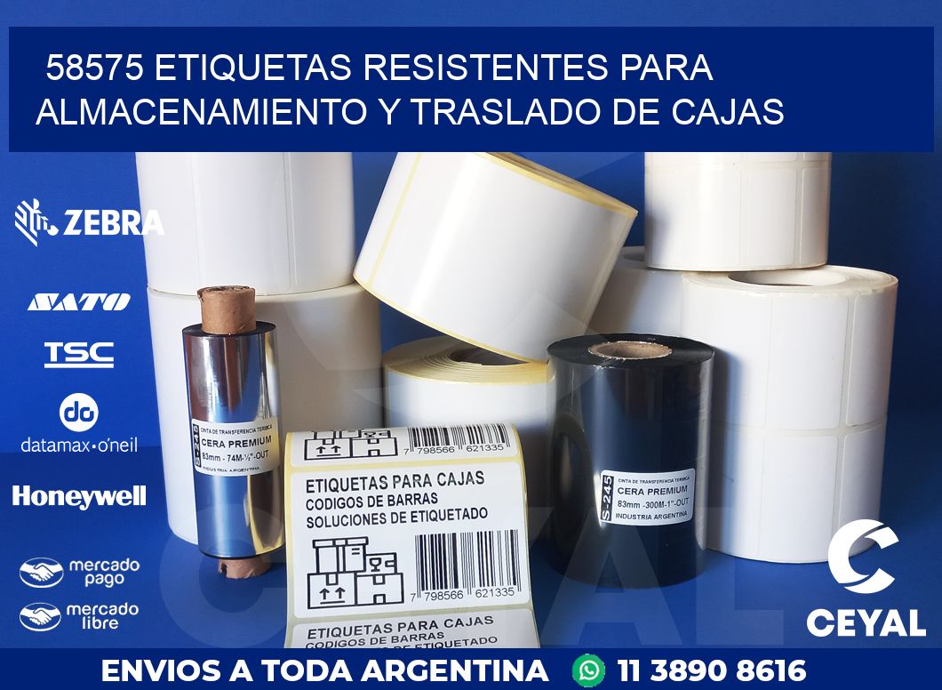 58575 ETIQUETAS RESISTENTES PARA ALMACENAMIENTO Y TRASLADO DE CAJAS