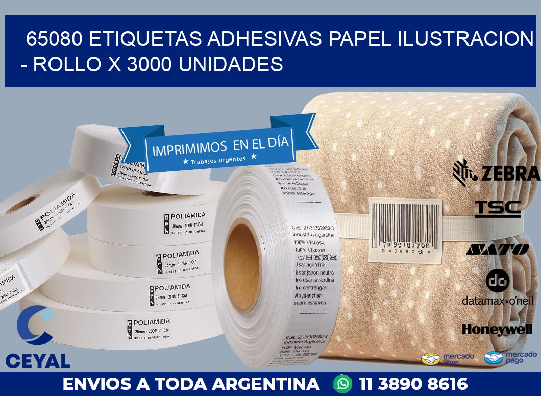 65080 ETIQUETAS ADHESIVAS PAPEL ILUSTRACION – ROLLO X 3000 UNIDADES