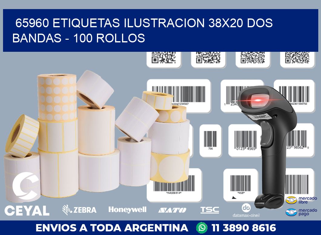 65960 ETIQUETAS ILUSTRACION 38X20 DOS BANDAS - 100 ROLLOS