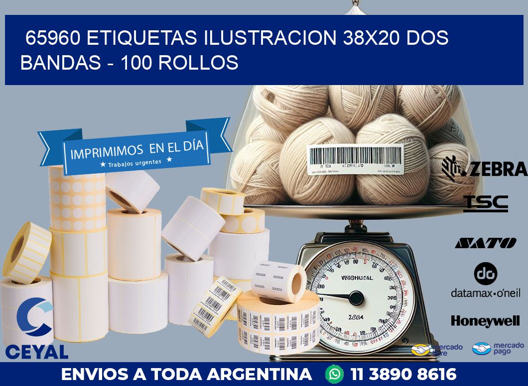 65960 ETIQUETAS ILUSTRACION 38X20 DOS BANDAS – 100 ROLLOS