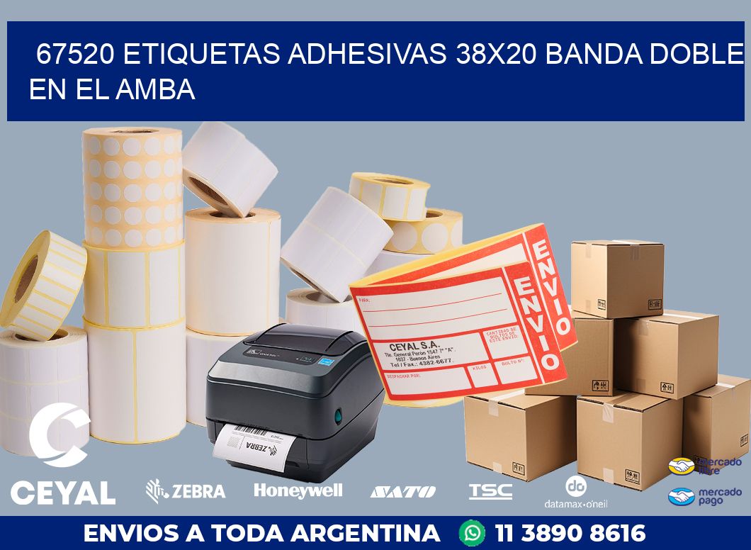67520 ETIQUETAS ADHESIVAS 38X20 BANDA DOBLE EN EL AMBA