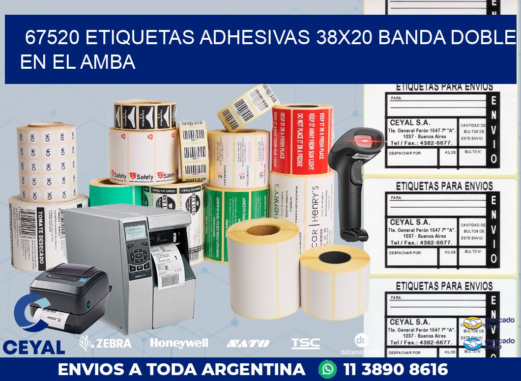 67520 ETIQUETAS ADHESIVAS 38X20 BANDA DOBLE EN EL AMBA