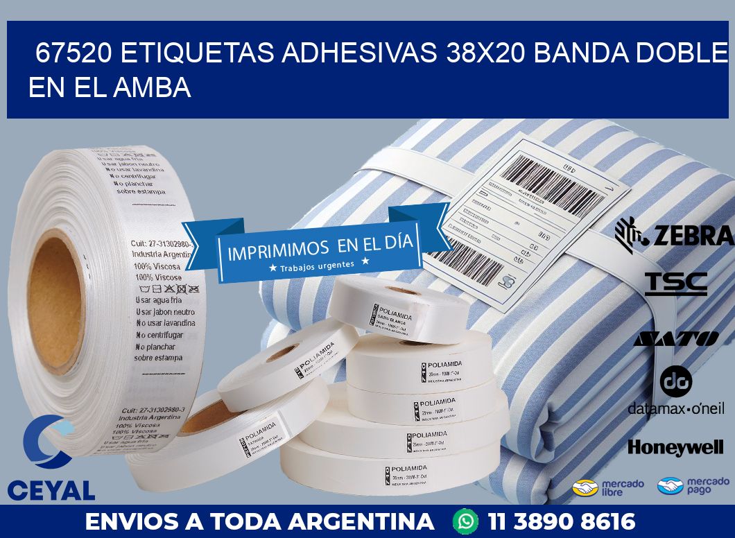 67520 ETIQUETAS ADHESIVAS 38X20 BANDA DOBLE EN EL AMBA