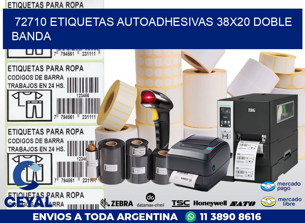 72710 ETIQUETAS AUTOADHESIVAS 38X20 DOBLE BANDA