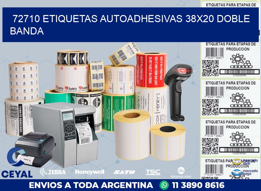 72710 ETIQUETAS AUTOADHESIVAS 38X20 DOBLE BANDA