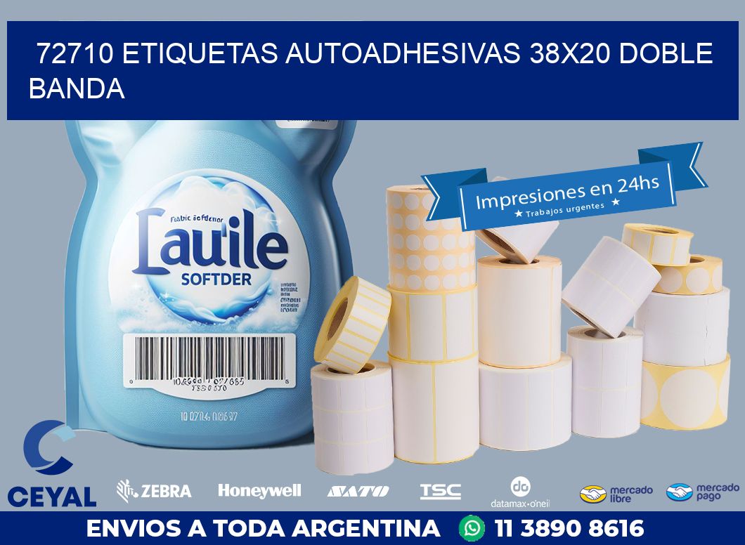72710 ETIQUETAS AUTOADHESIVAS 38X20 DOBLE BANDA