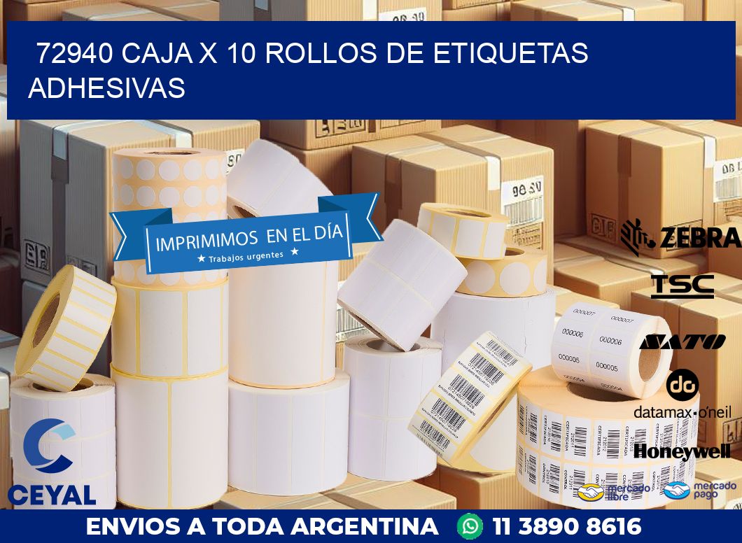 72940 CAJA X 10 ROLLOS DE ETIQUETAS ADHESIVAS