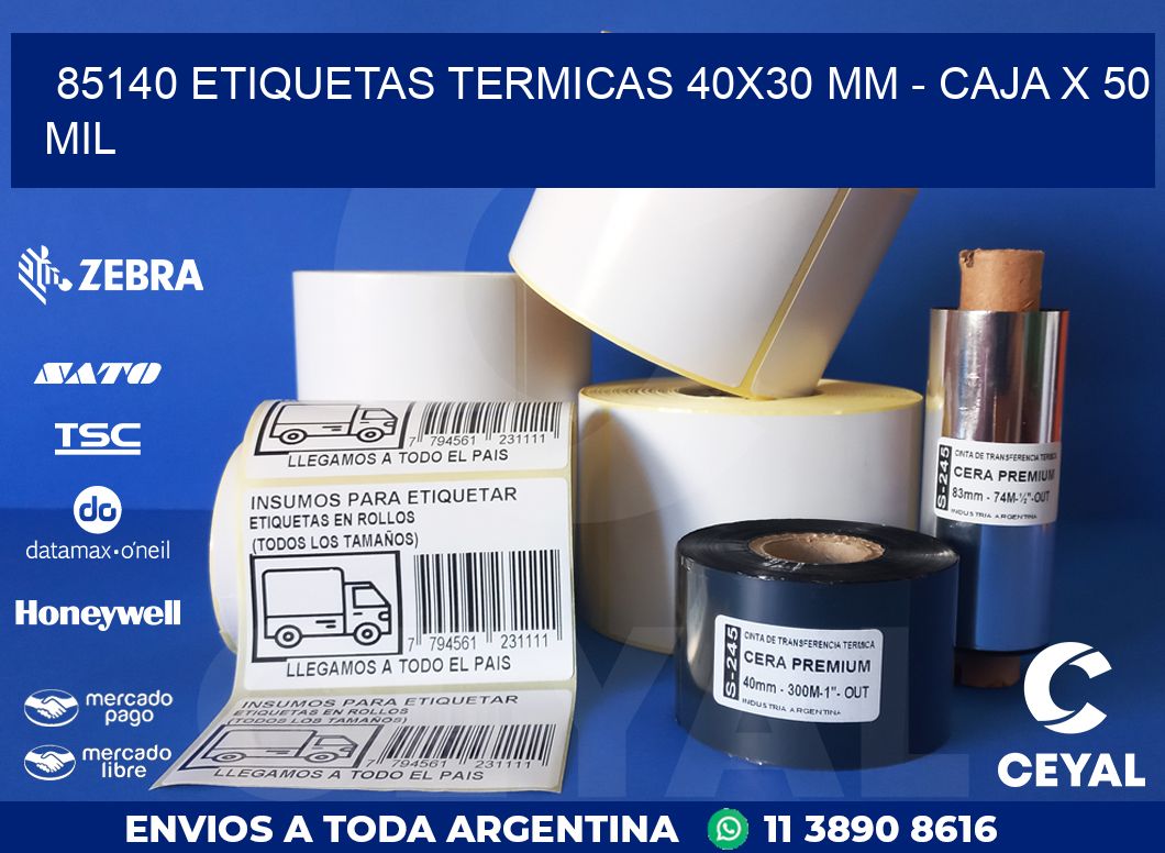 85140 ETIQUETAS TERMICAS 40X30 MM - CAJA X 50 MIL