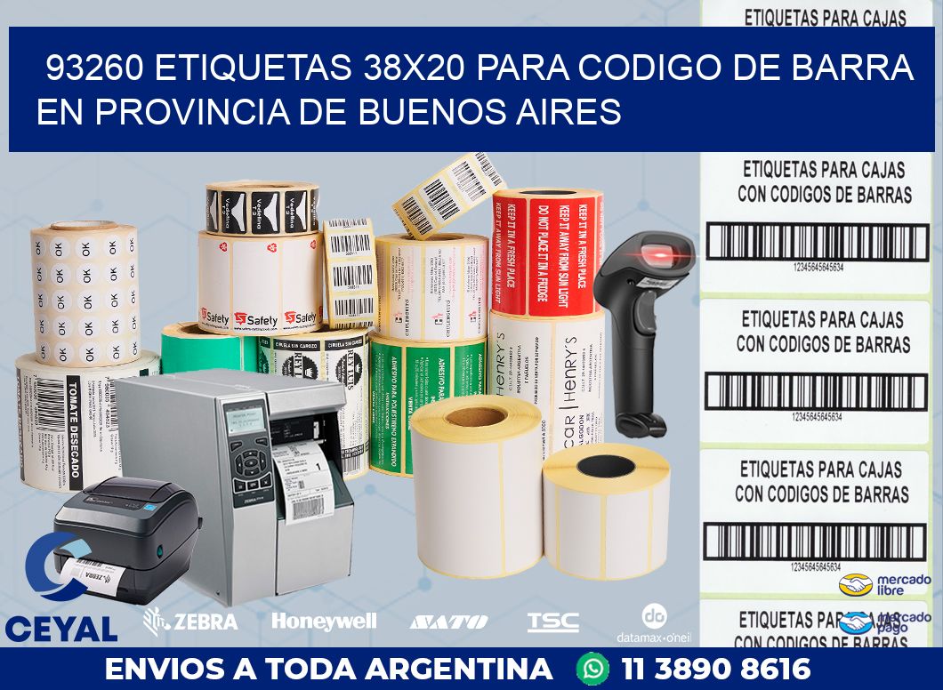 93260 ETIQUETAS 38X20 PARA CODIGO DE BARRA EN PROVINCIA DE BUENOS AIRES