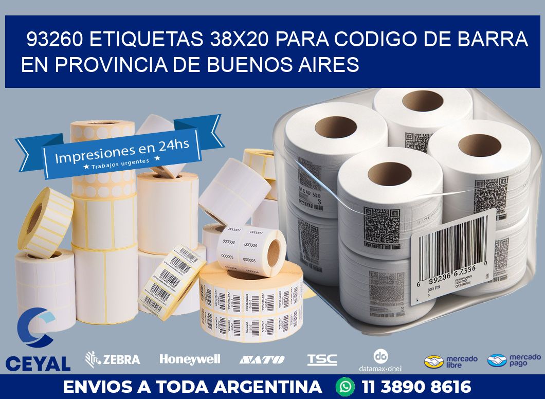 93260 ETIQUETAS 38X20 PARA CODIGO DE BARRA EN PROVINCIA DE BUENOS AIRES
