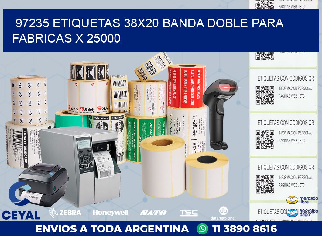 97235 ETIQUETAS 38X20 BANDA DOBLE PARA FABRICAS X 25000