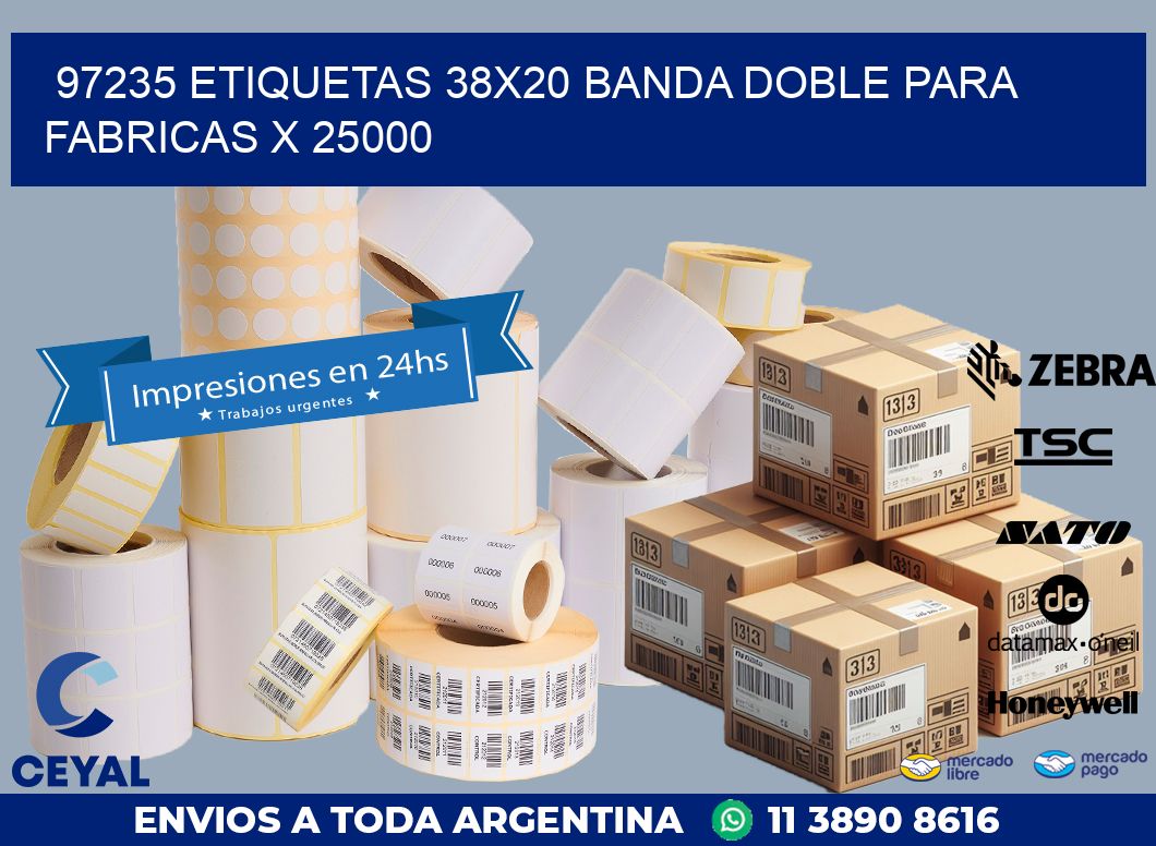 97235 ETIQUETAS 38X20 BANDA DOBLE PARA FABRICAS X 25000