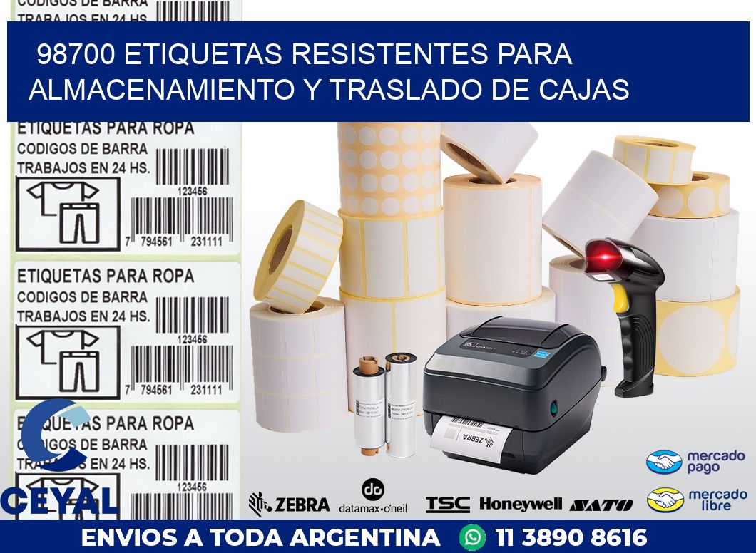 98700 ETIQUETAS RESISTENTES PARA ALMACENAMIENTO Y TRASLADO DE CAJAS