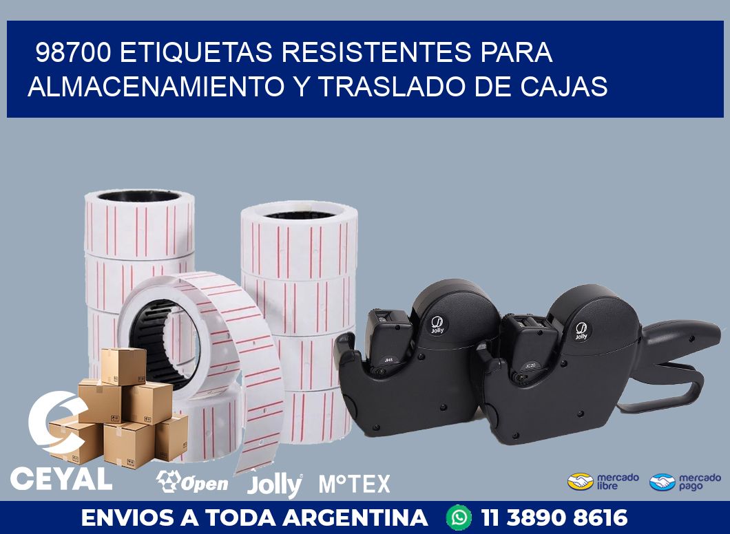 98700 ETIQUETAS RESISTENTES PARA ALMACENAMIENTO Y TRASLADO DE CAJAS