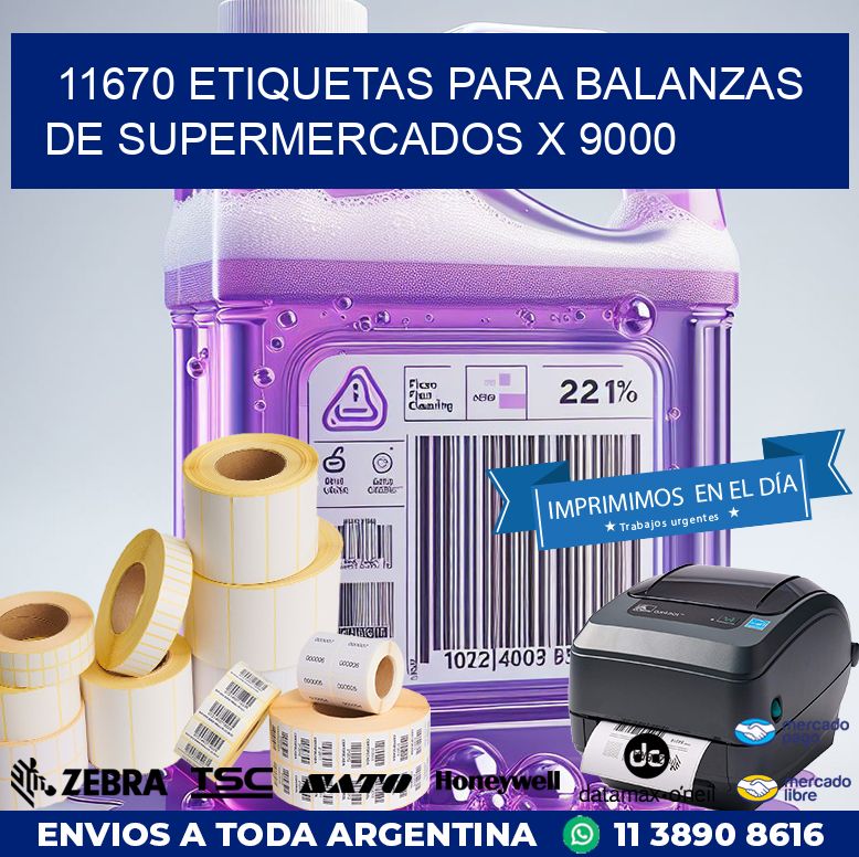 11670 ETIQUETAS PARA BALANZAS DE SUPERMERCADOS X 9000
