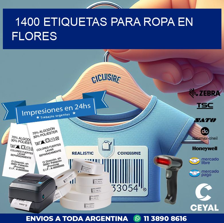 1400 ETIQUETAS PARA ROPA EN FLORES