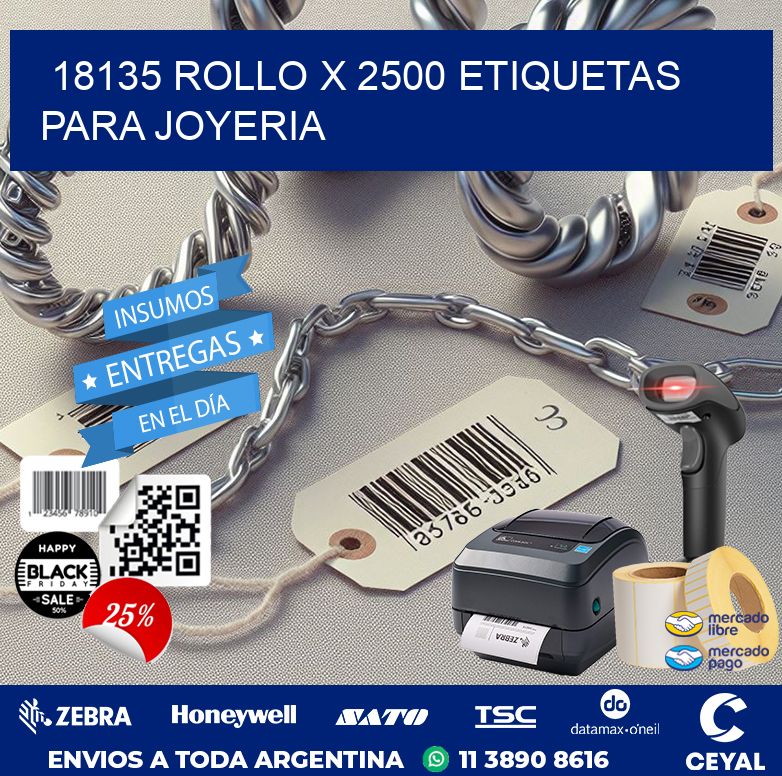 18135 ROLLO X 2500 ETIQUETAS PARA JOYERIA