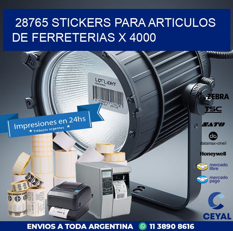 28765 STICKERS PARA ARTICULOS DE FERRETERIAS X 4000