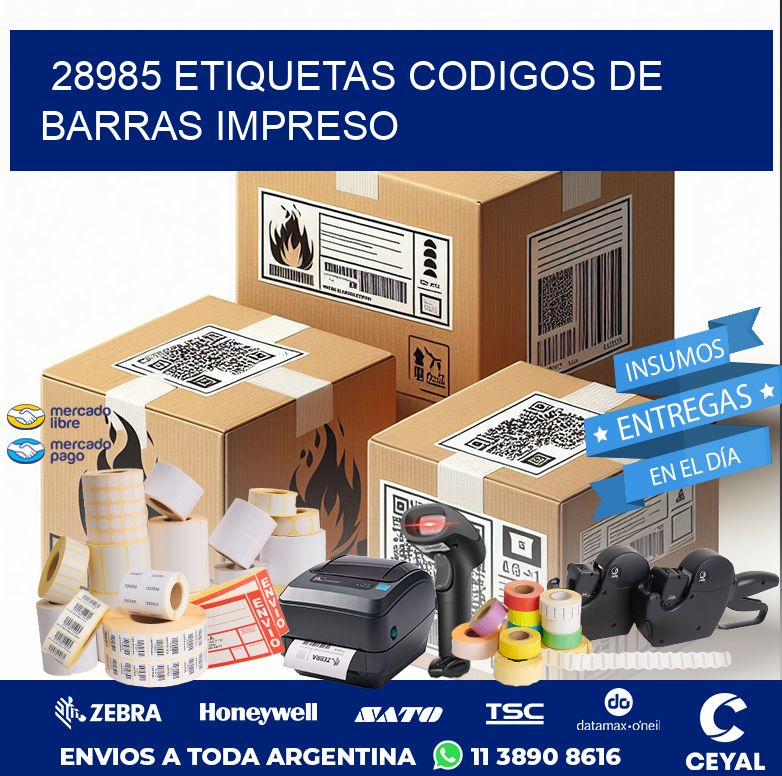 28985 ETIQUETAS CODIGOS DE BARRAS IMPRESO