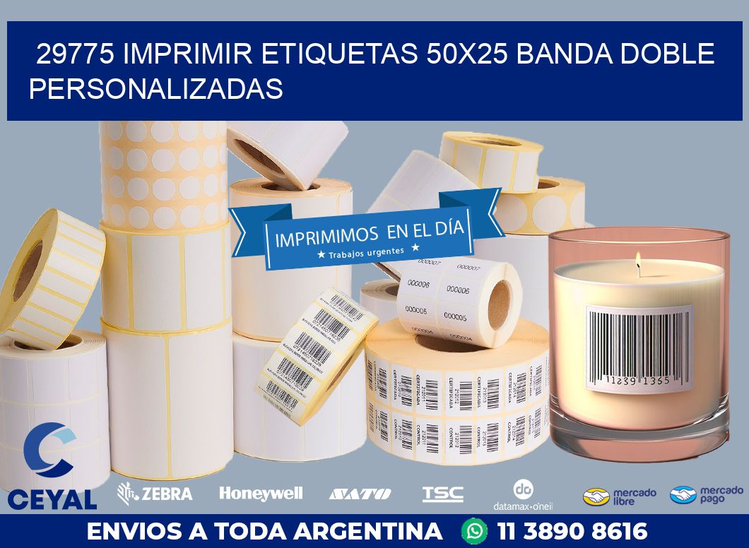 29775 IMPRIMIR ETIQUETAS 50X25 BANDA DOBLE PERSONALIZADAS