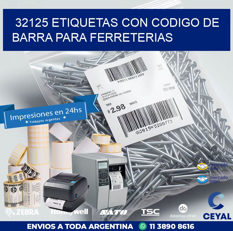 32125 ETIQUETAS CON CODIGO DE BARRA PARA FERRETERIAS