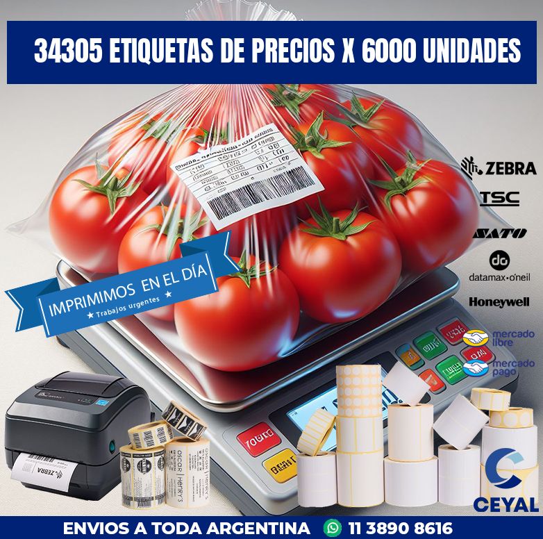 34305 ETIQUETAS DE PRECIOS X 6000 UNIDADES