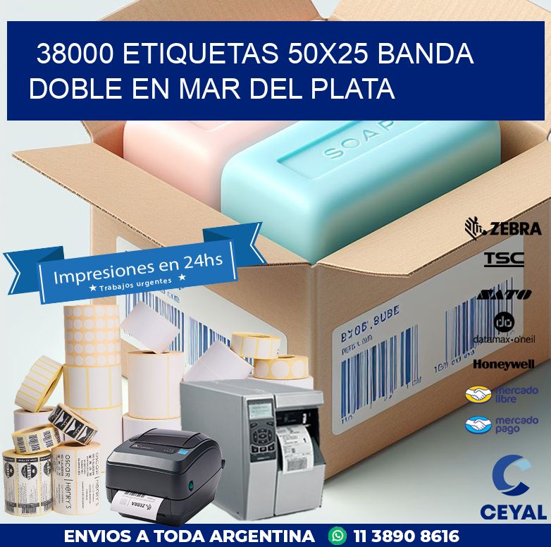 38000 ETIQUETAS 50X25 BANDA DOBLE EN MAR DEL PLATA