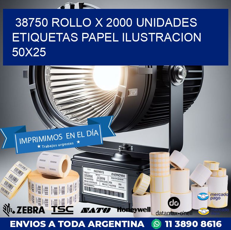 38750 ROLLO X 2000 UNIDADES ETIQUETAS PAPEL ILUSTRACION 50X25