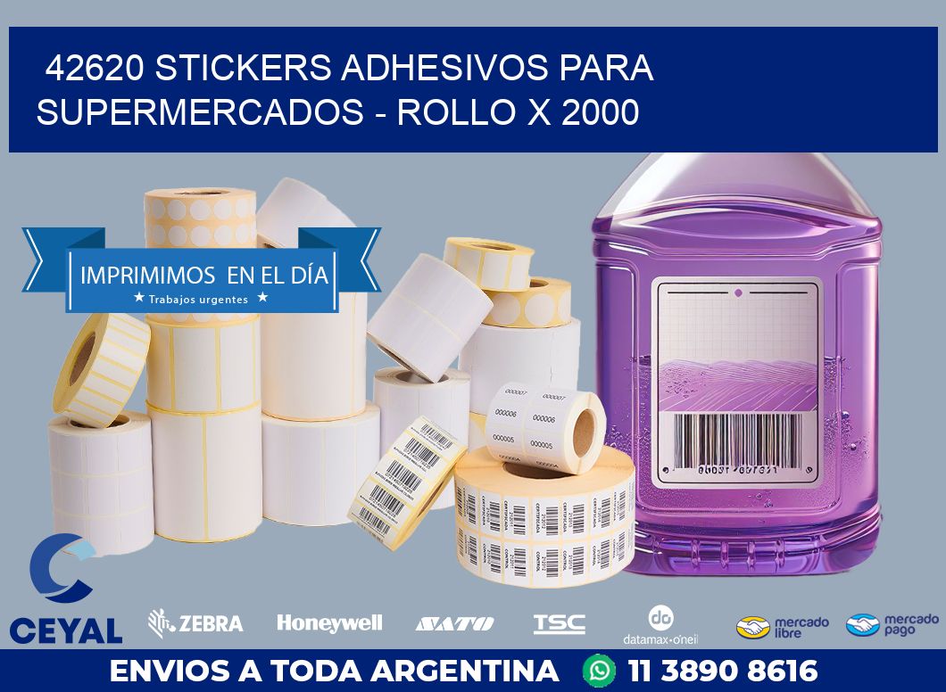 42620 STICKERS ADHESIVOS PARA SUPERMERCADOS - ROLLO X 2000