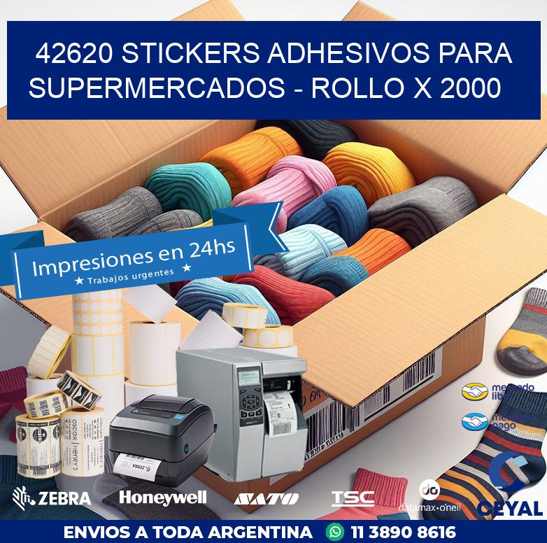 42620 STICKERS ADHESIVOS PARA SUPERMERCADOS - ROLLO X 2000