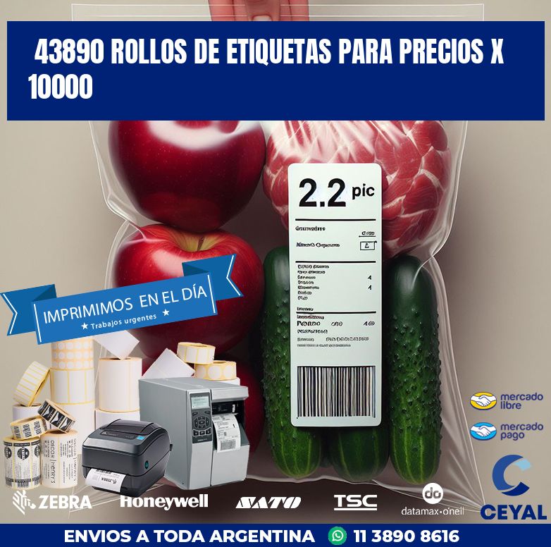 43890 ROLLOS DE ETIQUETAS PARA PRECIOS X 10000
