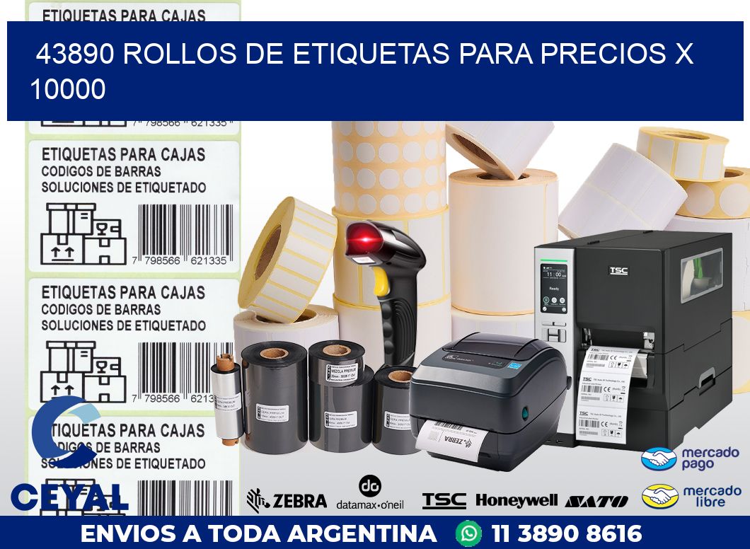 43890 ROLLOS DE ETIQUETAS PARA PRECIOS X 10000