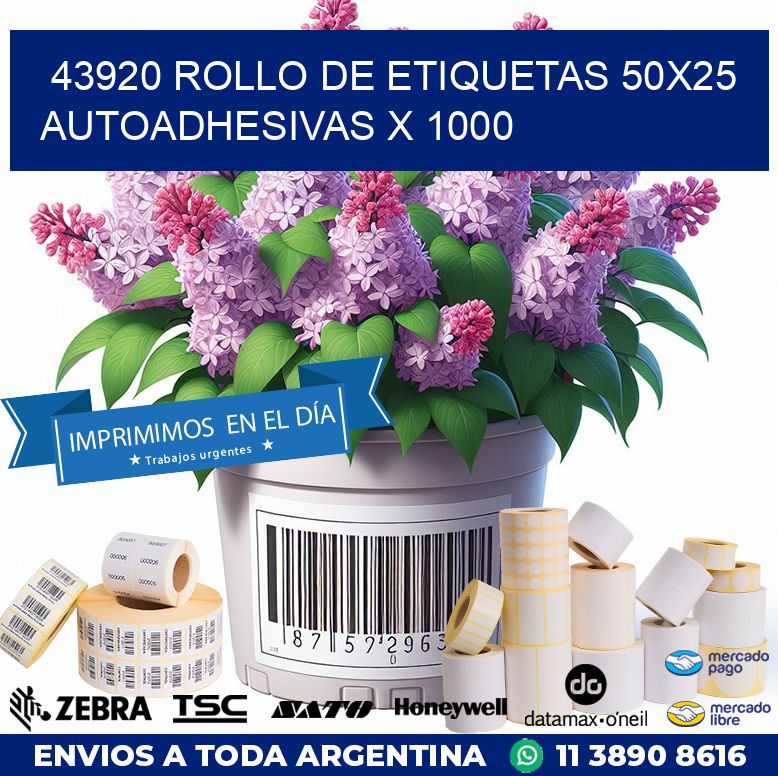 43920 ROLLO DE ETIQUETAS 50X25 AUTOADHESIVAS X 1000