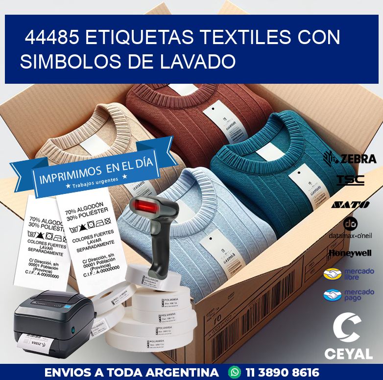 44485 ETIQUETAS TEXTILES CON SIMBOLOS DE LAVADO