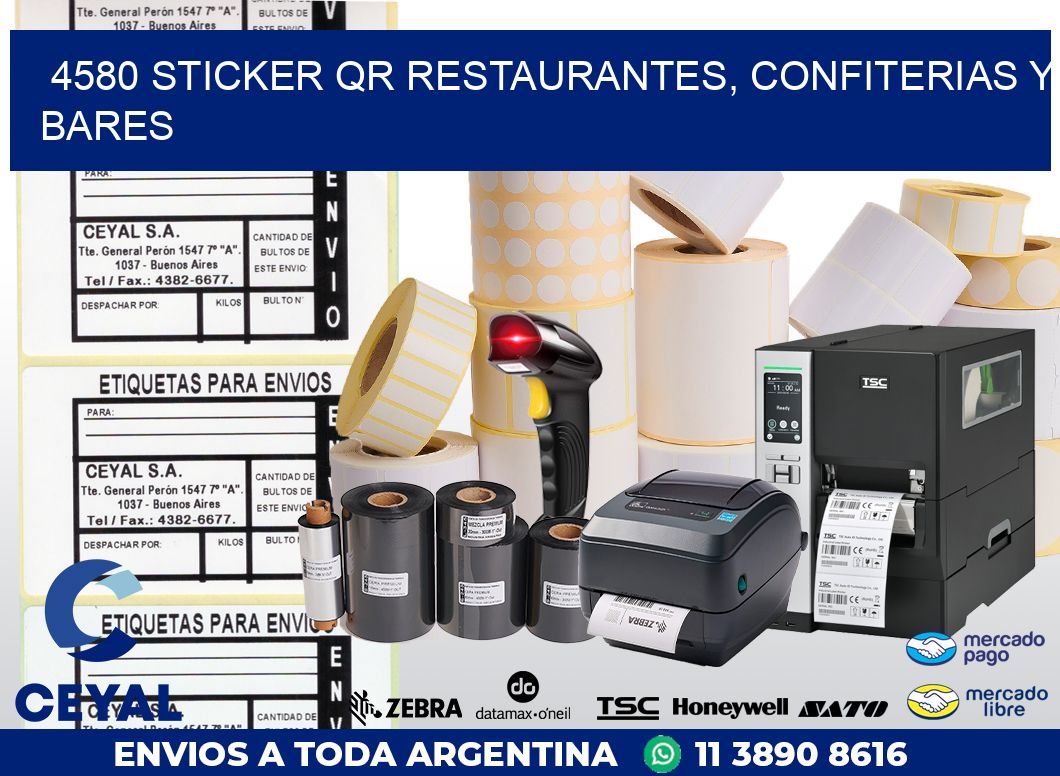 4580 STICKER QR RESTAURANTES, CONFITERIAS Y BARES