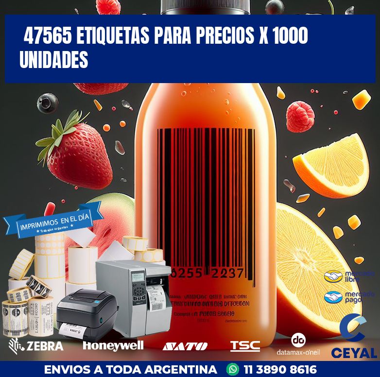 47565 ETIQUETAS PARA PRECIOS X 1000 UNIDADES