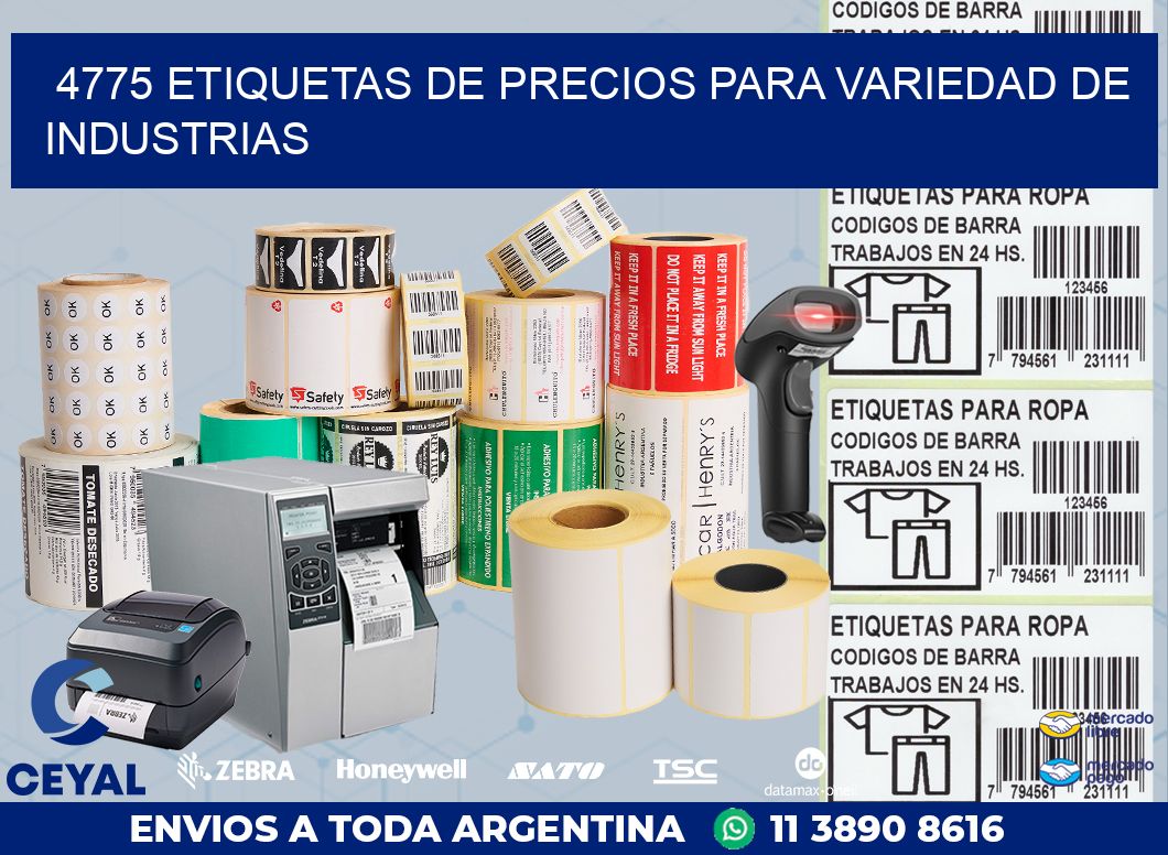 4775 ETIQUETAS DE PRECIOS PARA VARIEDAD DE INDUSTRIAS
