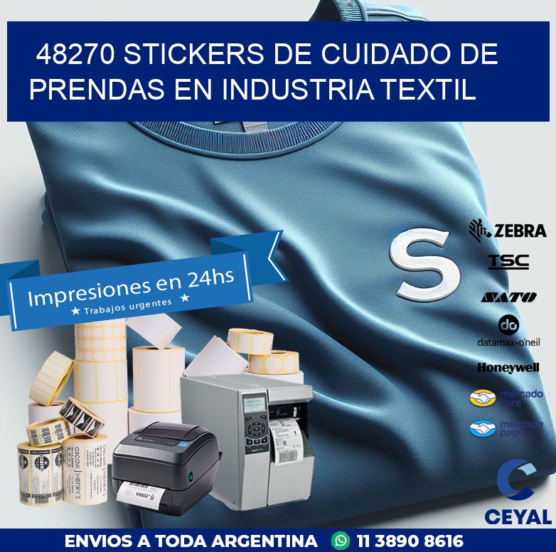 48270 STICKERS DE CUIDADO DE PRENDAS EN INDUSTRIA TEXTIL