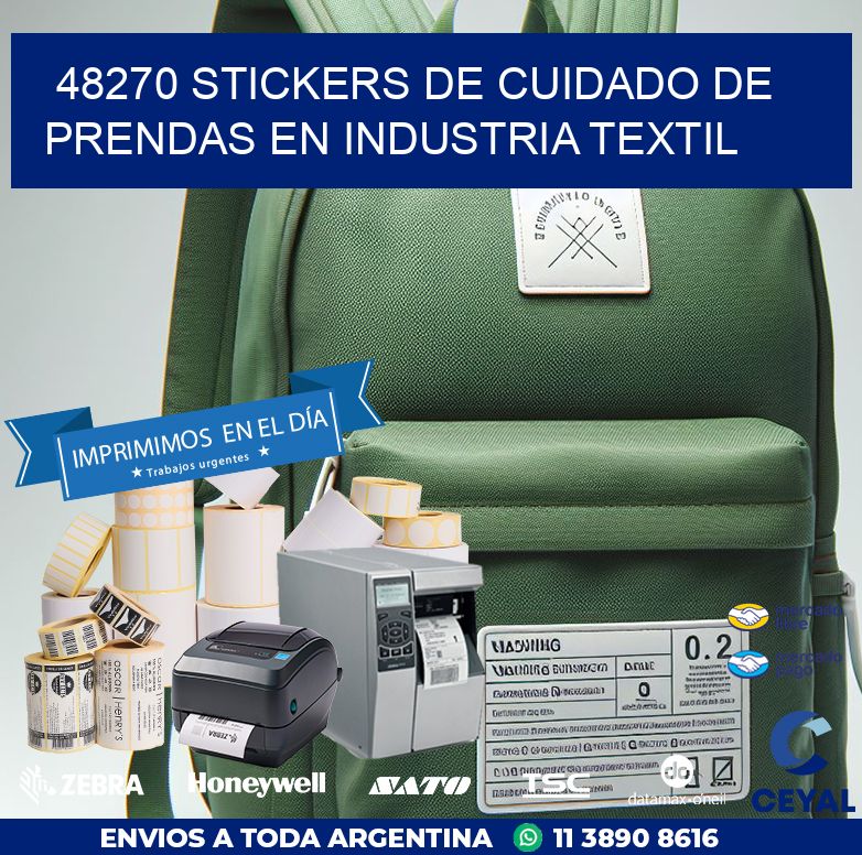 48270 STICKERS DE CUIDADO DE PRENDAS EN INDUSTRIA TEXTIL