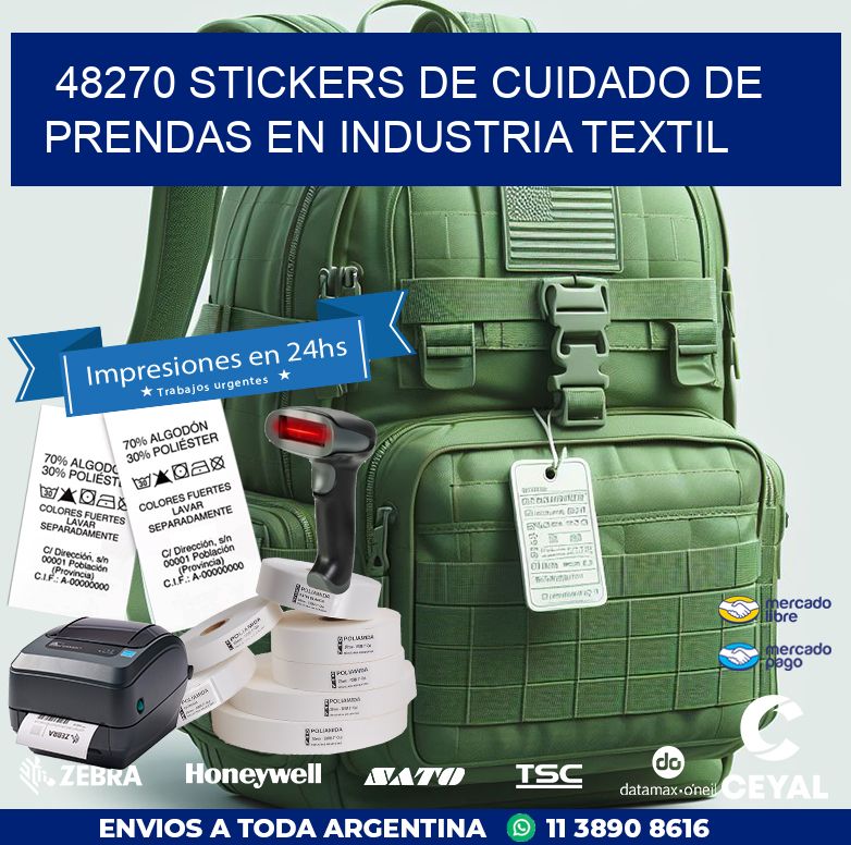 48270 STICKERS DE CUIDADO DE PRENDAS EN INDUSTRIA TEXTIL
