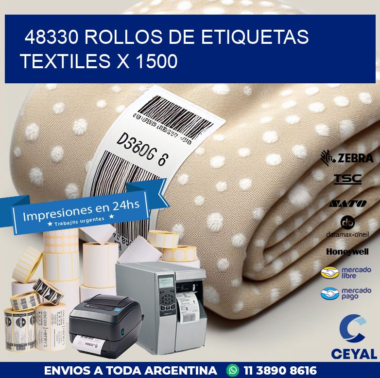 48330 ROLLOS DE ETIQUETAS TEXTILES X 1500
