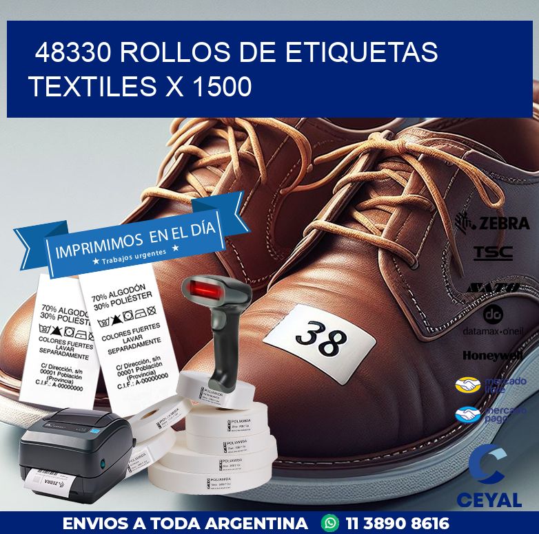 48330 ROLLOS DE ETIQUETAS TEXTILES X 1500