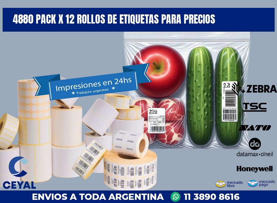 4880 PACK X 12 ROLLOS DE ETIQUETAS PARA PRECIOS