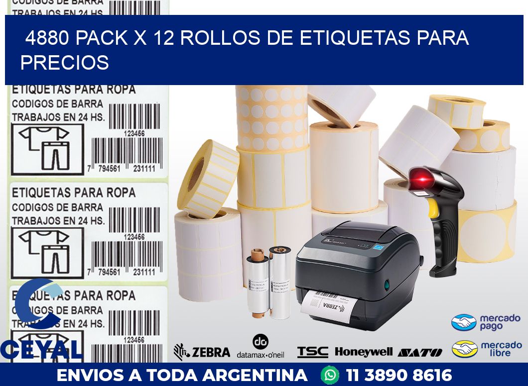 4880 PACK X 12 ROLLOS DE ETIQUETAS PARA PRECIOS