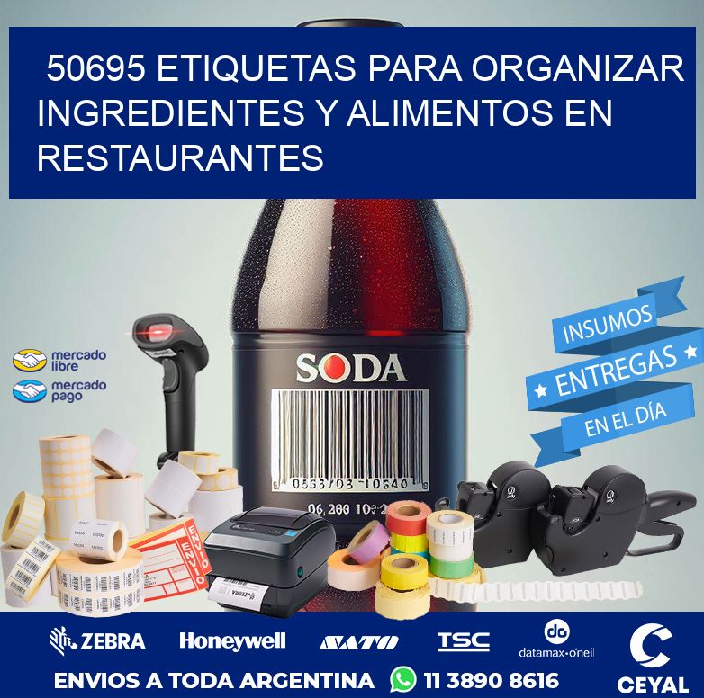 50695 ETIQUETAS PARA ORGANIZAR INGREDIENTES Y ALIMENTOS EN RESTAURANTES