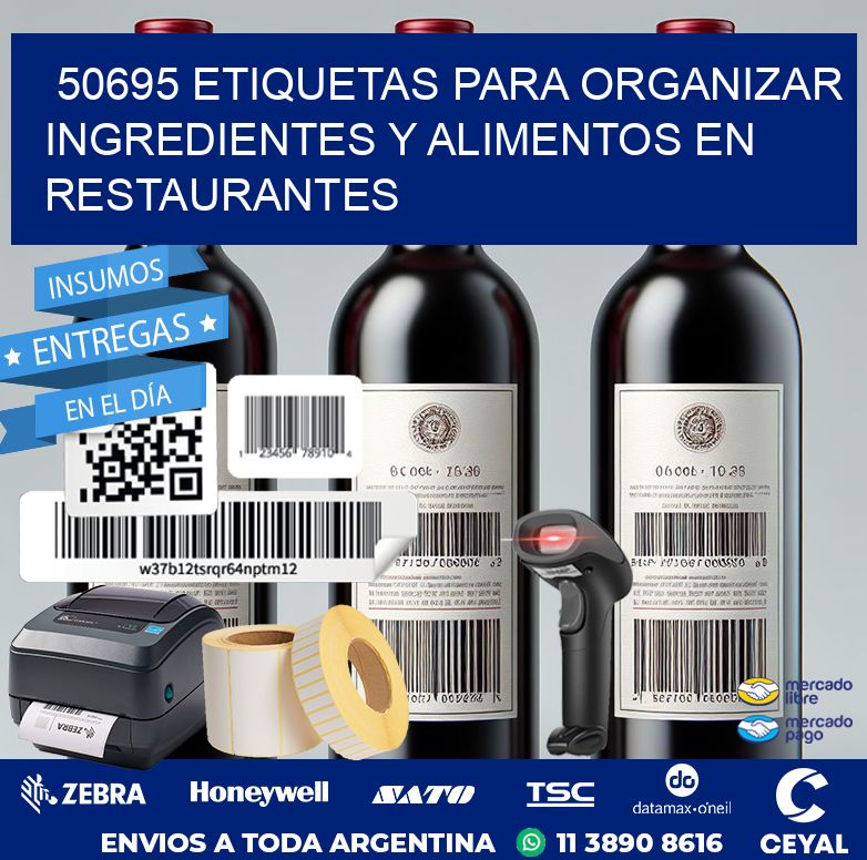 50695 ETIQUETAS PARA ORGANIZAR INGREDIENTES Y ALIMENTOS EN RESTAURANTES